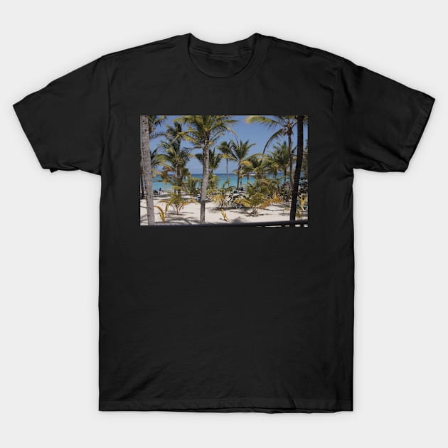 Palms on the Beach T-Shirt by Wenby-Weaselbee